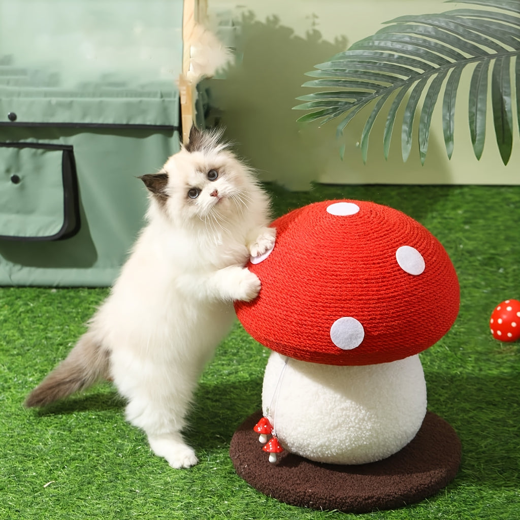 Mushroom Cat Scratching Post & Climbing Tower 3-in-1 | Sisal-Enhanced Scratch Board With Interactive Toys | Durable Kitten\u002FCat Claw Trimmer For Indoor Cats