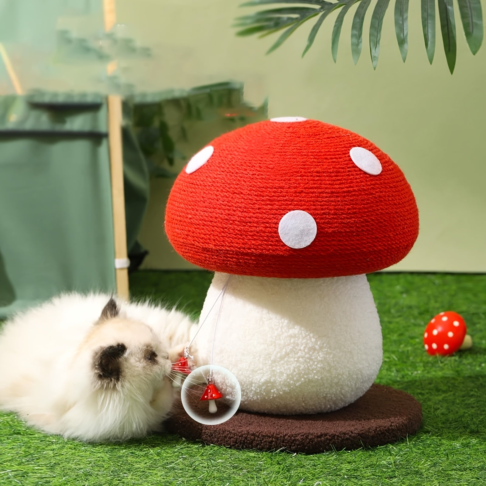 Mushroom Cat Scratching Post & Climbing Tower 3-in-1 | Sisal-Enhanced Scratch Board With Interactive Toys | Durable Kitten\u002FCat Claw Trimmer For Indoor Cats