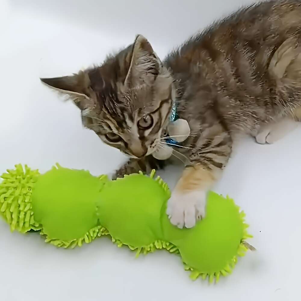 Interactive Plush Broad Bean Cat & Dog Toy - Soft Fabric Pillow with Cute Cartoon Animal Print, No Batteries Needed, Durable Plastic Material for All Breeds & Sizes, Safe Pet Stimulation & Playtime Companion, Playful Design
