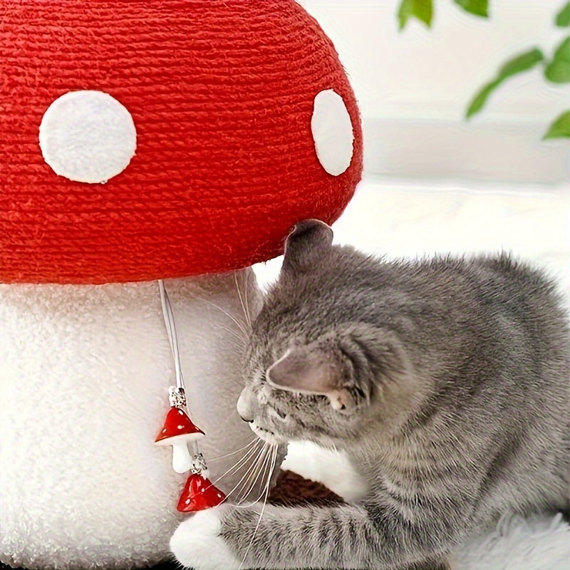 Interactive Mushroom Cat Scratcher Toy - Mushroom Cat Scratcher Post - Sisal Claw Grinding Cat Toy Kitten Toy-Provides Endless Fun And Keeps Your Cat's Claws Healthy