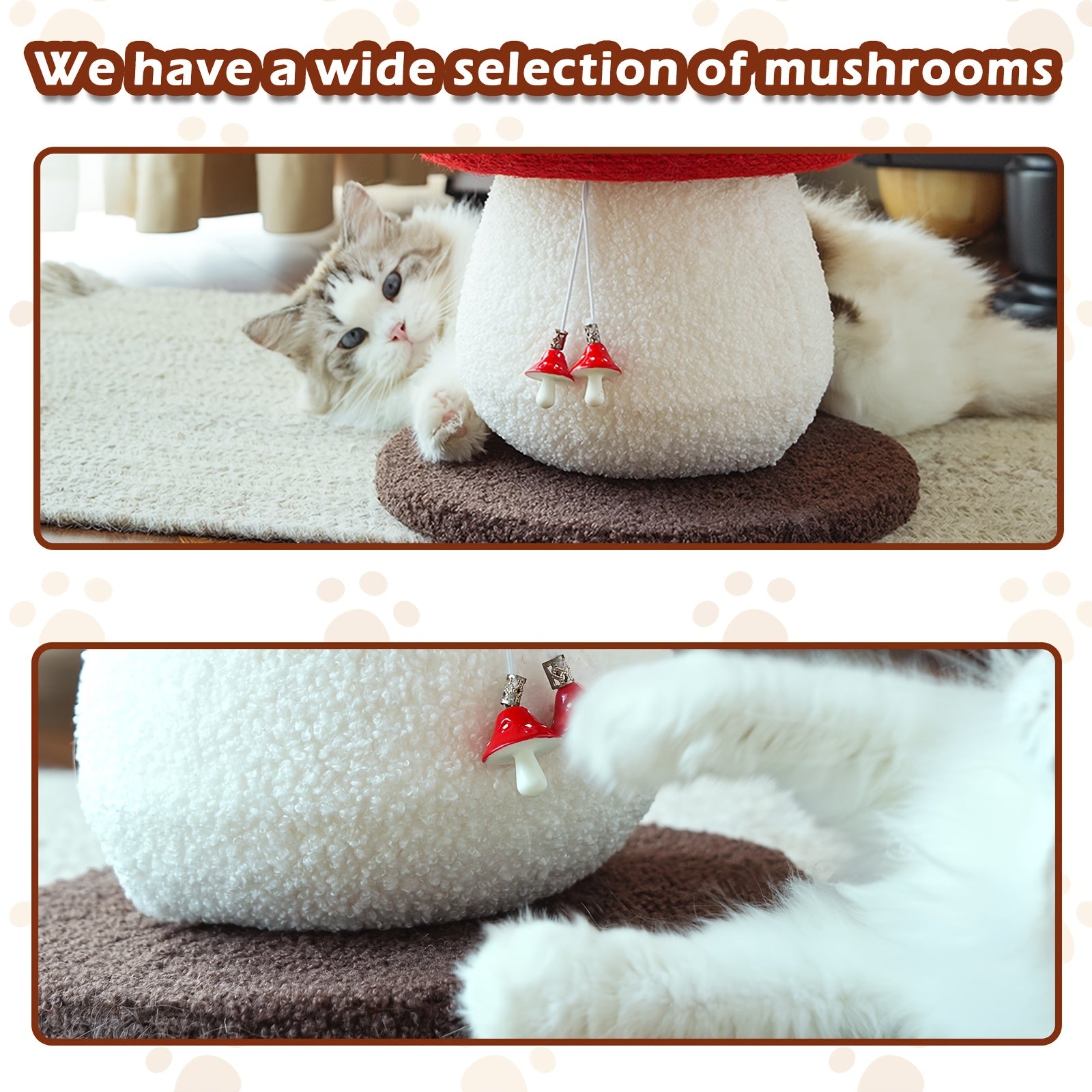 Interactive Mushroom Cat Scratcher Toy - Mushroom Cat Scratcher Post - Sisal Claw Grinding Cat Toy Kitten Toy-Provides Endless Fun And Keeps Your Cat's Claws Healthy