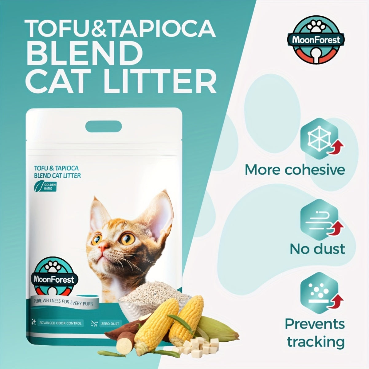 6pack Flushable Tofu & Tapioca Blend Cat Litter - Quick Clumping Low Dust Odor Control, Flushable Kitty Litter Suitable for Smart Litter Boxes & Automatic Litter Systems, Ideal for Kittens & Cats