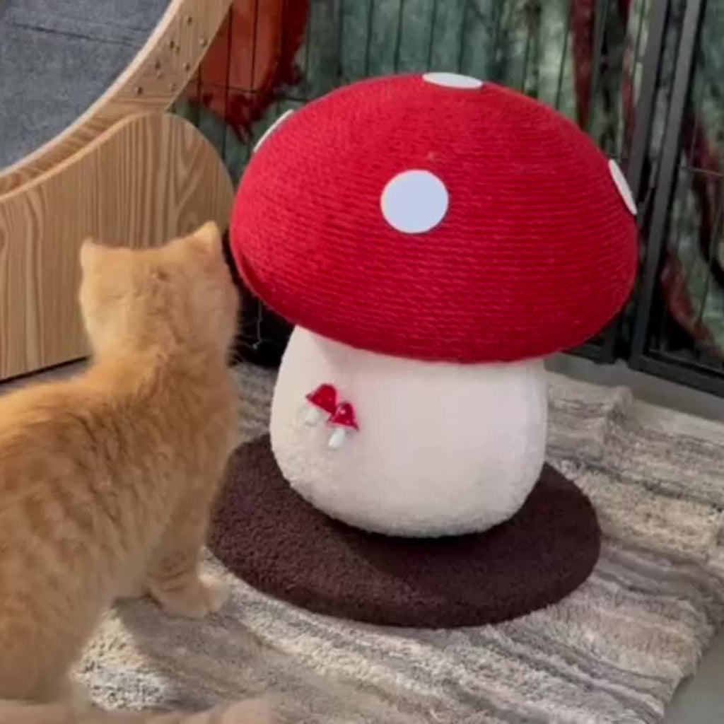 Interactive Mushroom Cat Scratcher Toy - Mushroom Cat Scratcher Post - Sisal Claw Grinding Cat Toy Kitten Toy-Provides Endless Fun And Keeps Your Cat's Claws Healthy