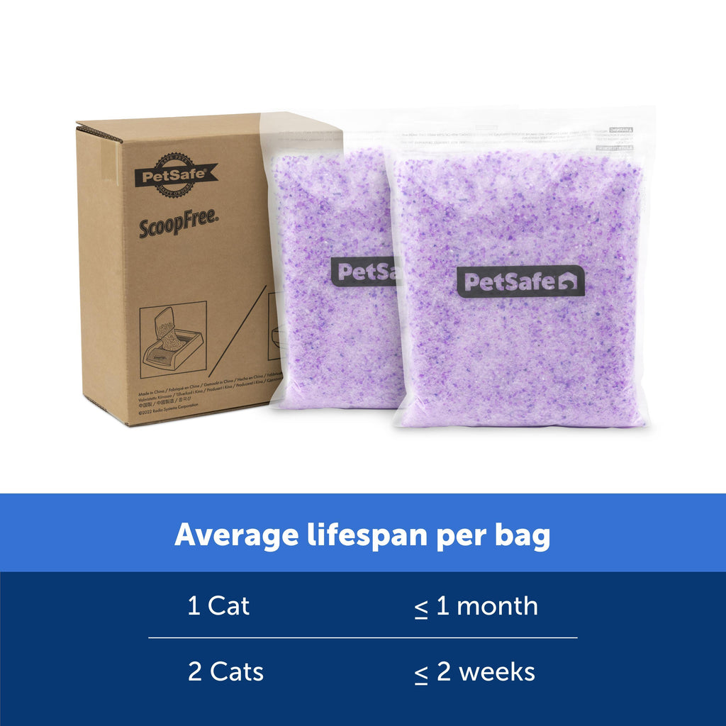 PetSafe® ScoopFree Premium Crystal Litter, 2-Pack – Includes 2 Bags of Lightly Scented Litter – Absorbs Odors 5x better than Clay Clumping – Low Tracking for Less Mess – Lasts up to a Month
