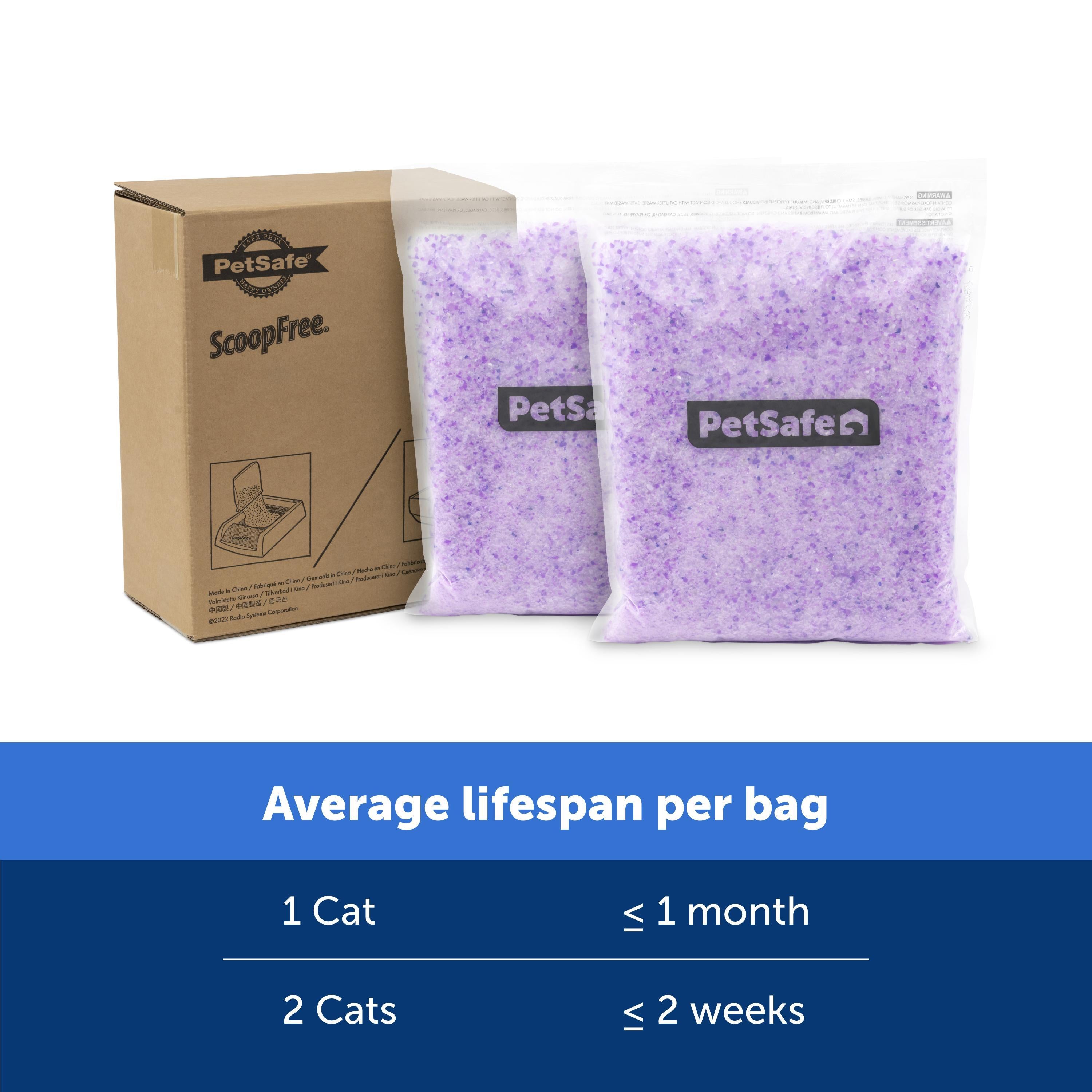 PetSafe® ScoopFree Premium Crystal Litter, 2-Pack – Includes 2 Bags of Lightly Scented Litter – Absorbs Odors 5x better than Clay Clumping – Low Tracking for Less Mess – Lasts up to a Month