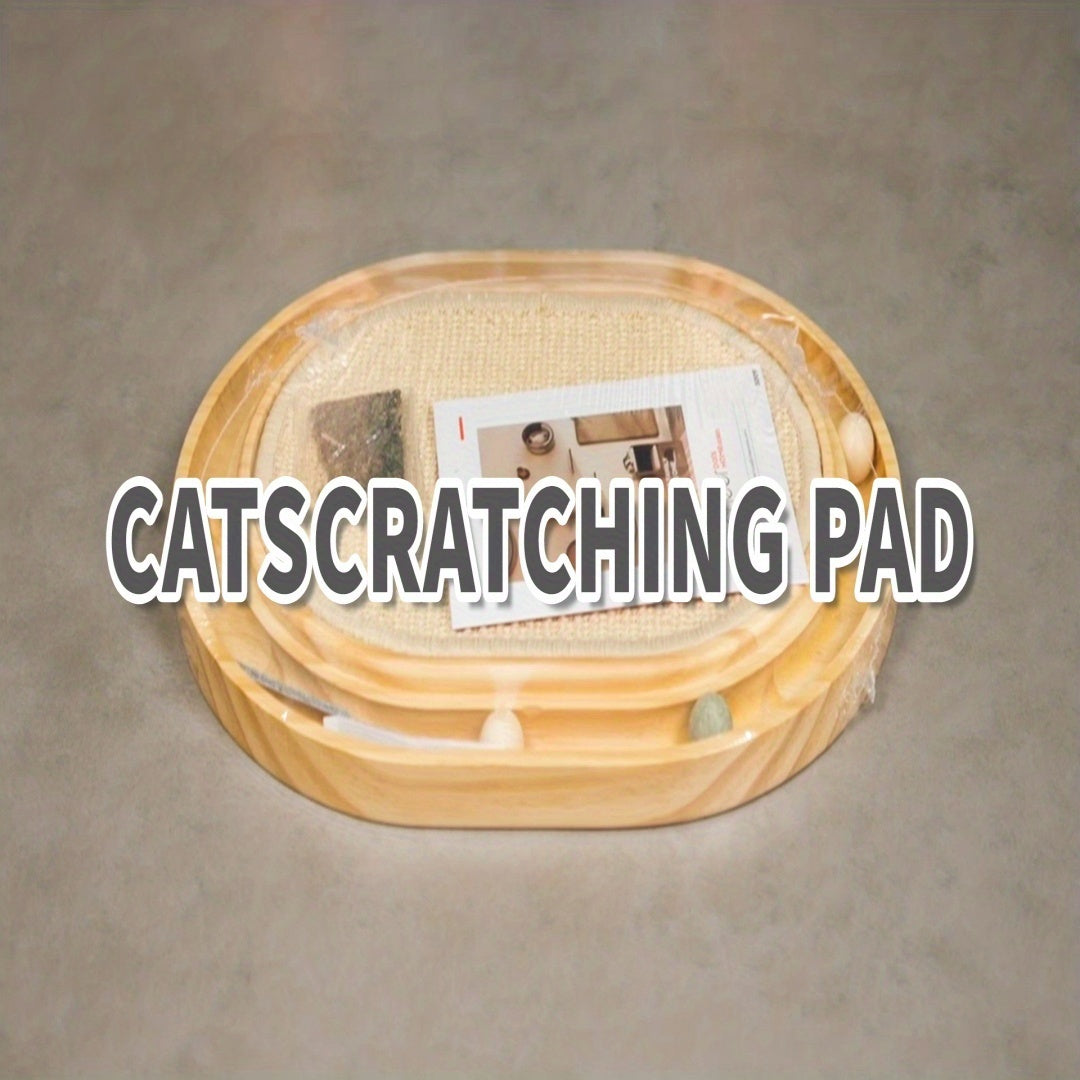Wooden Interactive Cat Toy Featuring a Track, Designed for Indoor Cats to Scratch And Exercise