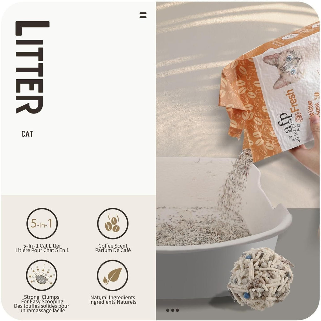 All For Paws 33Lbs\u002F6pcs Cat Litter With Coffee Scent 5 in 1 Cat Litter Clearance Quick Clumping Low Dust Tofu Cat Litter 5.5Lbs Each Pack