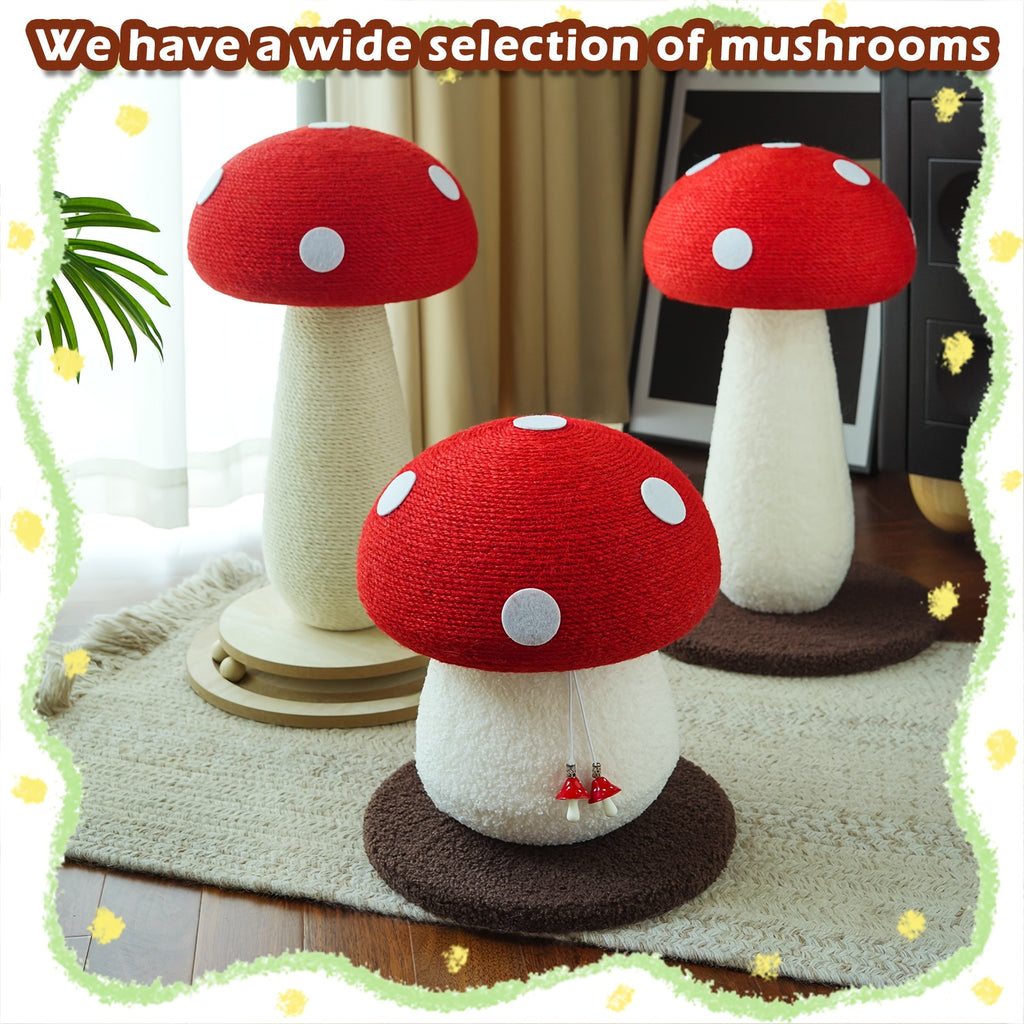 Interactive Mushroom Cat Scratcher Toy - Mushroom Cat Scratcher Post - Sisal Claw Grinding Cat Toy Kitten Toy-Provides Endless Fun And Keeps Your Cat's Claws Healthy