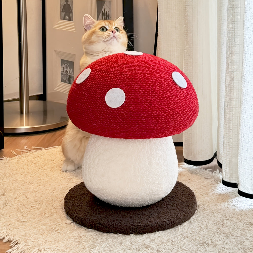 Interactive Mushroom Cat Scratcher Toy - Mushroom Cat Scratcher Post - Sisal Claw Grinding Cat Toy Kitten Toy-Provides Endless Fun And Keeps Your Cat's Claws Healthy