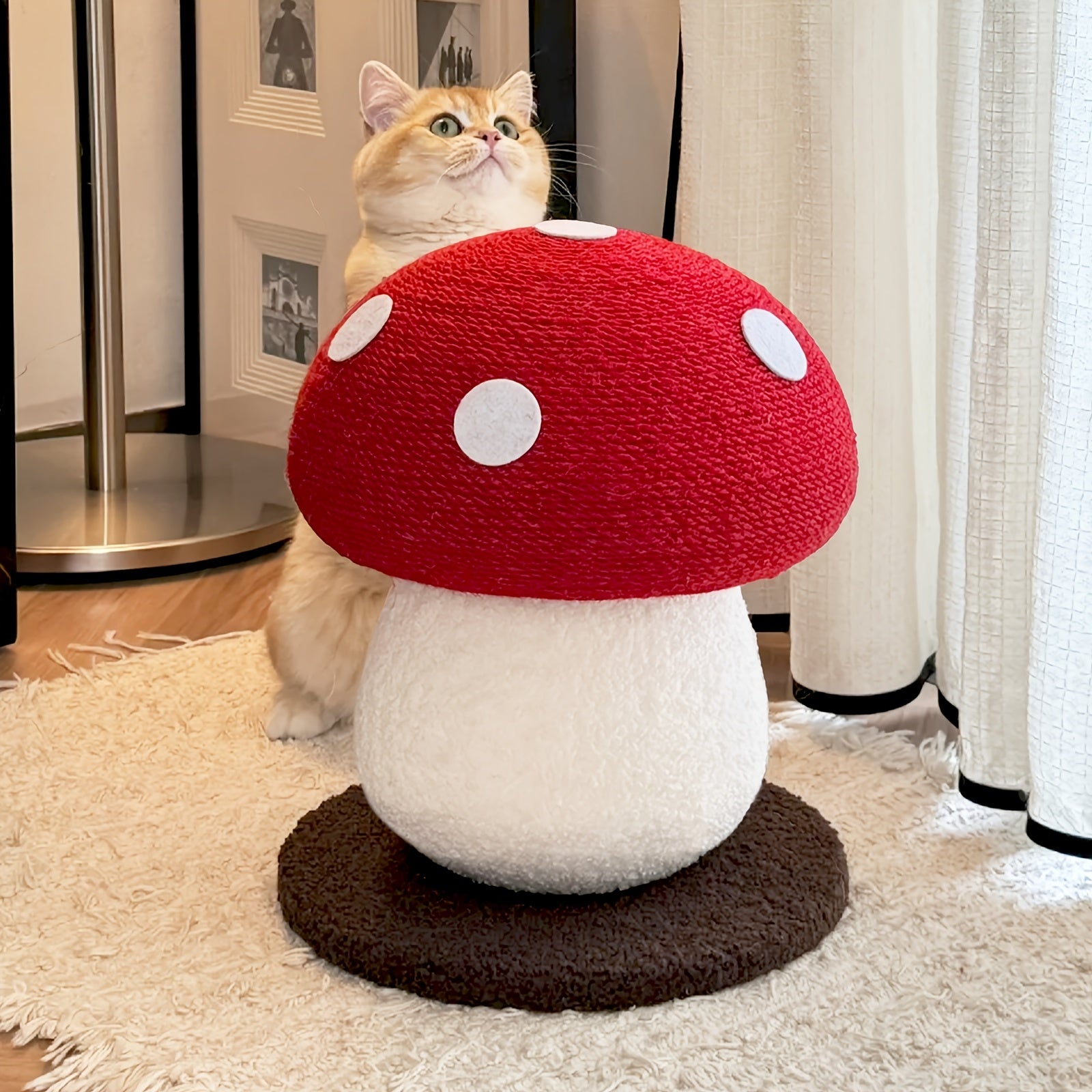 Interactive Mushroom Cat Scratcher Toy - Mushroom Cat Scratcher Post - Sisal Claw Grinding Cat Toy Kitten Toy-Provides Endless Fun And Keeps Your Cat's Claws Healthy