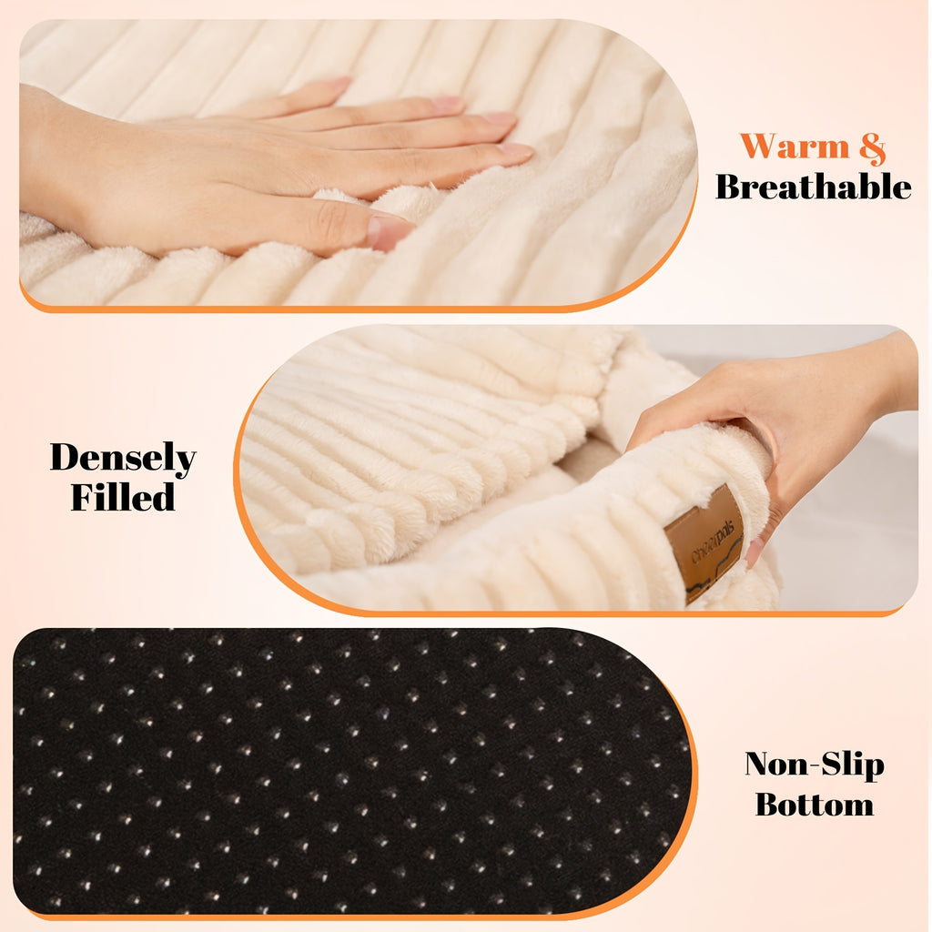 CheerPals Twisted Cat & Dog Bed - Spacious Round Pet Sofa with Removable Cushion, Soft Durable Design, No Assembly Required, Cozy Indoor Bed for Cats & Small Dogs, Classic Style in, Grey, Navy - Ideal for Apartments & Condos, Pet Furniture