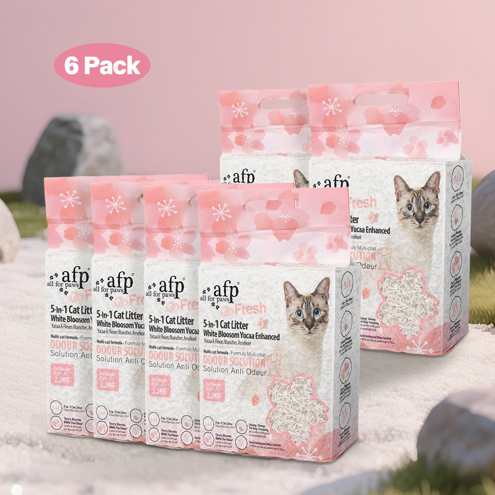 All For Paws Tofu Cat Litter 5-in-1 Mixed Tofu White Blossom Yucca Enhanced Cat Litter Flushable Low Dust Rapid Clumping Odor Control