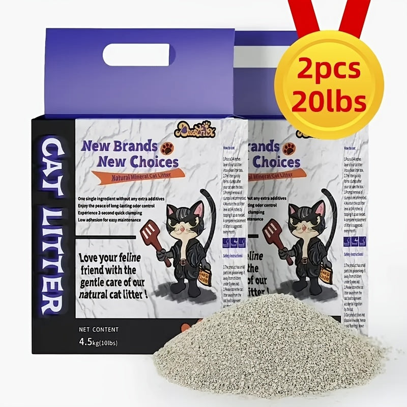 20 Lbs\u002F40 Lbs Natural Mineral Cat Litter - Fragrance-Free & Dust-Free Hard Clumping Litter with Odor Control, Fast-Drying Absorbent Granules, Additive-Free Multi-Cat Household Suitable for Litter, Easy Scoop, Heavy-Duty Pack