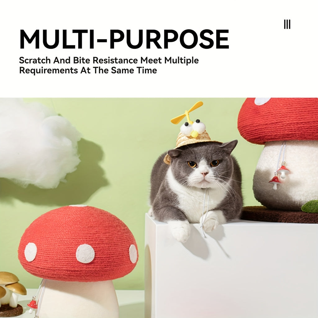 Mushroom Cat Scratching Post & Climbing Tower 3-in-1 | Sisal-Enhanced Scratch Board With Interactive Toys | Durable Kitten\u002FCat Claw Trimmer For Indoor Cats