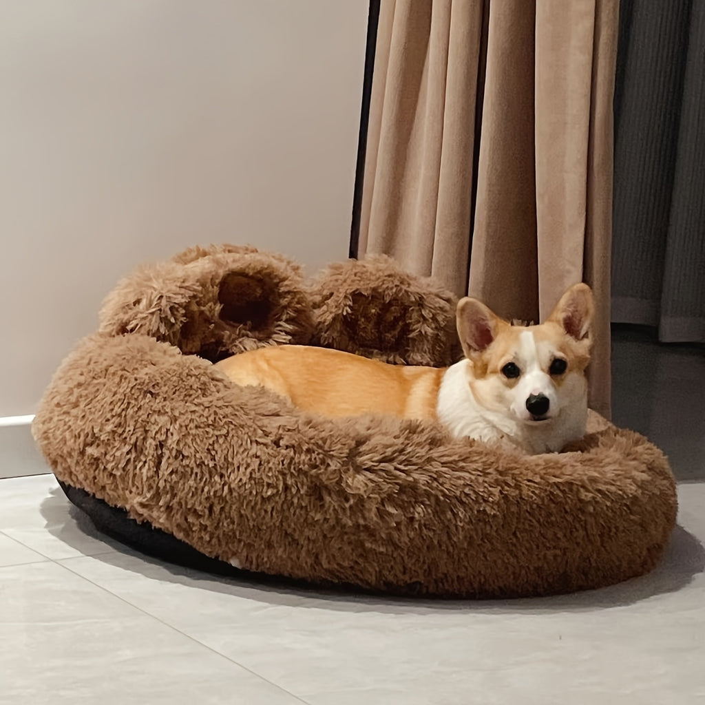 Thickened Plush Bear Paw Pet Bed for Dogs & Cats - Extra Large Paw Suit Bed with Non-Slip Bottom, Soft Warm Cushion Suitable for Small, Medium & Large Dogs - Cozy Bedding Gift for Puppies & Kittens
