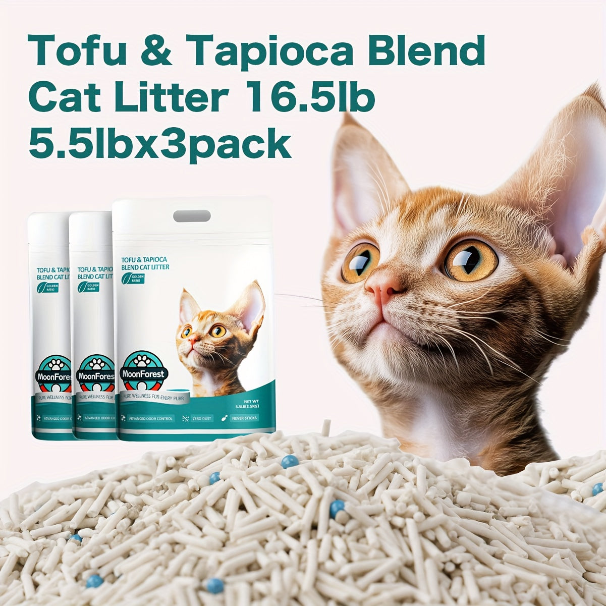 Tofu & Tapioca Blend Cat Litter, Kitty Litter, Odor Control Quick Clumping Low Dust, Kitten Litter, Smart Litter Boxes Cat Litter, A Ideal Partner for Automatic Litter Boxes, Tofu Cat Litter, Flushable Cat Litter