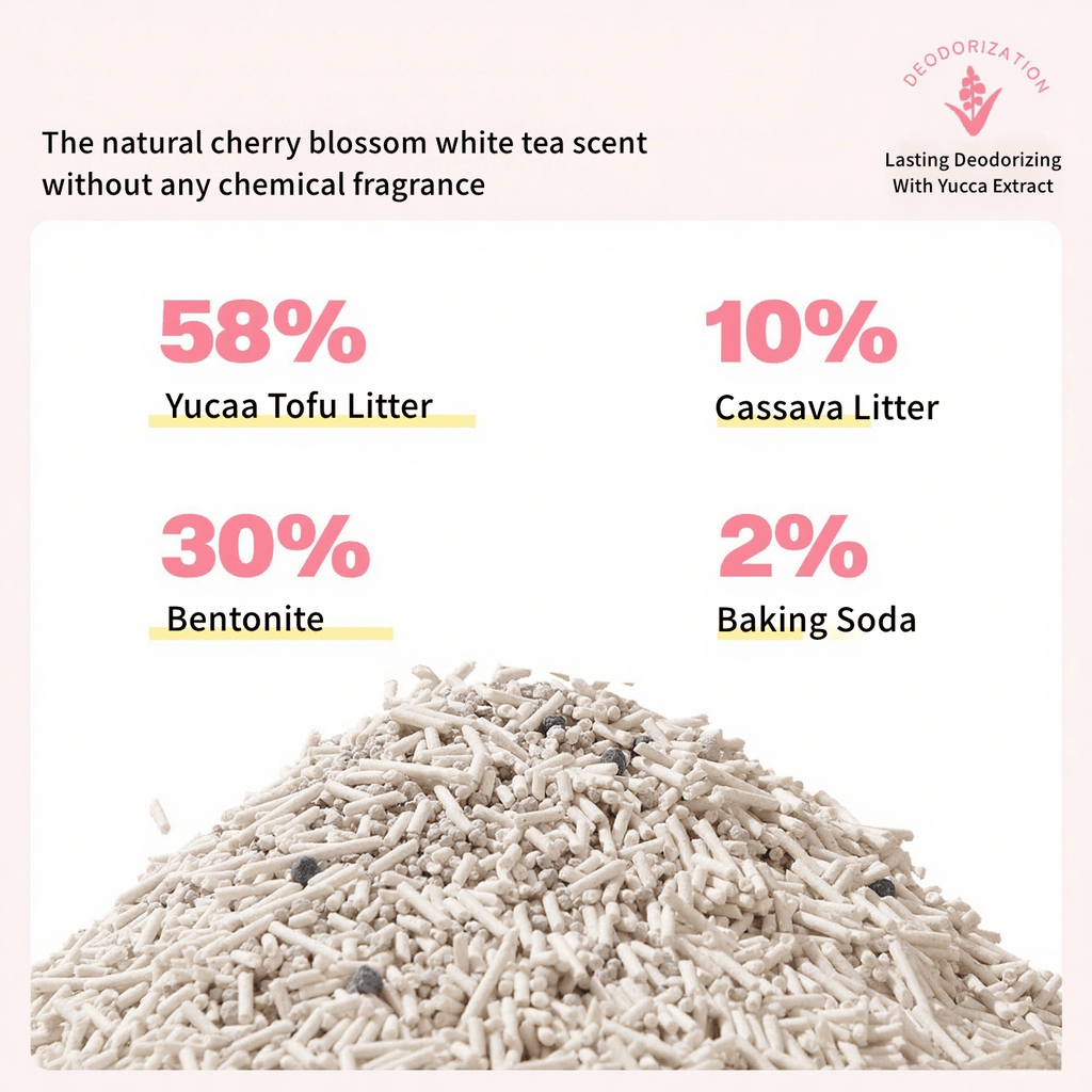 All For Paws Tofu Cat Litter 5-in-1 Mixed Tofu White Blossom Yucca Enhanced Cat Litter Flushable Low Dust Rapid Clumping Odor Control