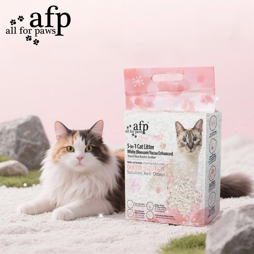 All For Paws Tofu Cat Litter 5-in-1 Mixed Tofu White Blossom Yucca Enhanced Cat Litter Flushable Low Dust Rapid Clumping Odor Control