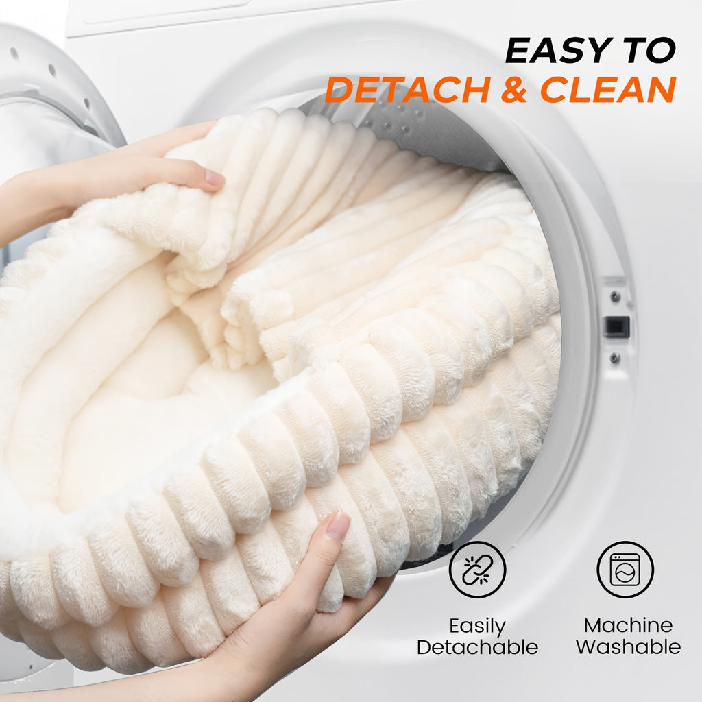 CheerPals Twisted Cat & Dog Bed - Spacious Round Pet Sofa with Removable Cushion, Soft Durable Design, No Assembly Required, Cozy Indoor Bed for Cats & Small Dogs, Classic Style in, Grey, Navy - Ideal for Apartments & Condos, Pet Furniture