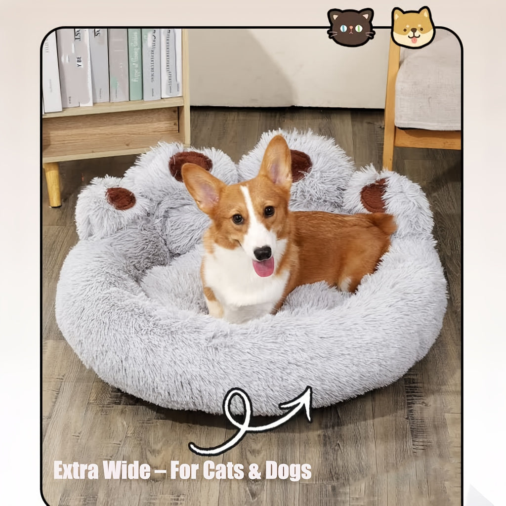 Thickened Plush Bear Paw Pet Bed for Dogs & Cats - Extra Large Paw Suit Bed with Non-Slip Bottom, Soft Warm Cushion Suitable for Small, Medium & Large Dogs - Cozy Bedding Gift for Puppies & Kittens