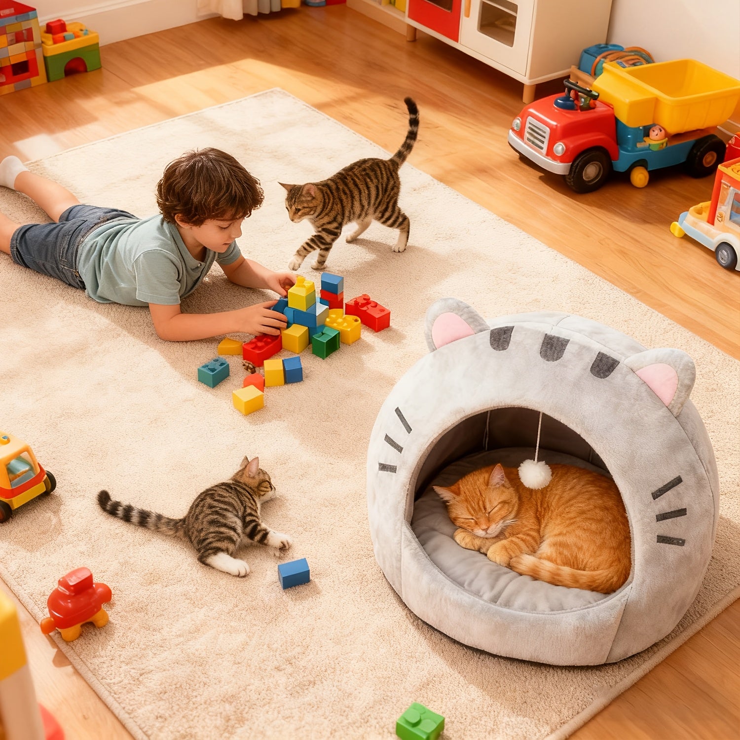 Heritage Polyester Pet House with Thermal-Lined Canopy And Soft Pillow, Cozy Tent for Indoor Cats, Provides Year-Round Warmth And Is Machine-Washable, Perfect for Gifting