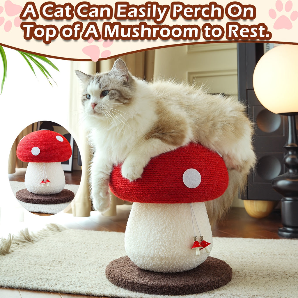 Interactive Mushroom Cat Scratcher Toy - Mushroom Cat Scratcher Post - Sisal Claw Grinding Cat Toy Kitten Toy-Provides Endless Fun And Keeps Your Cat's Claws Healthy