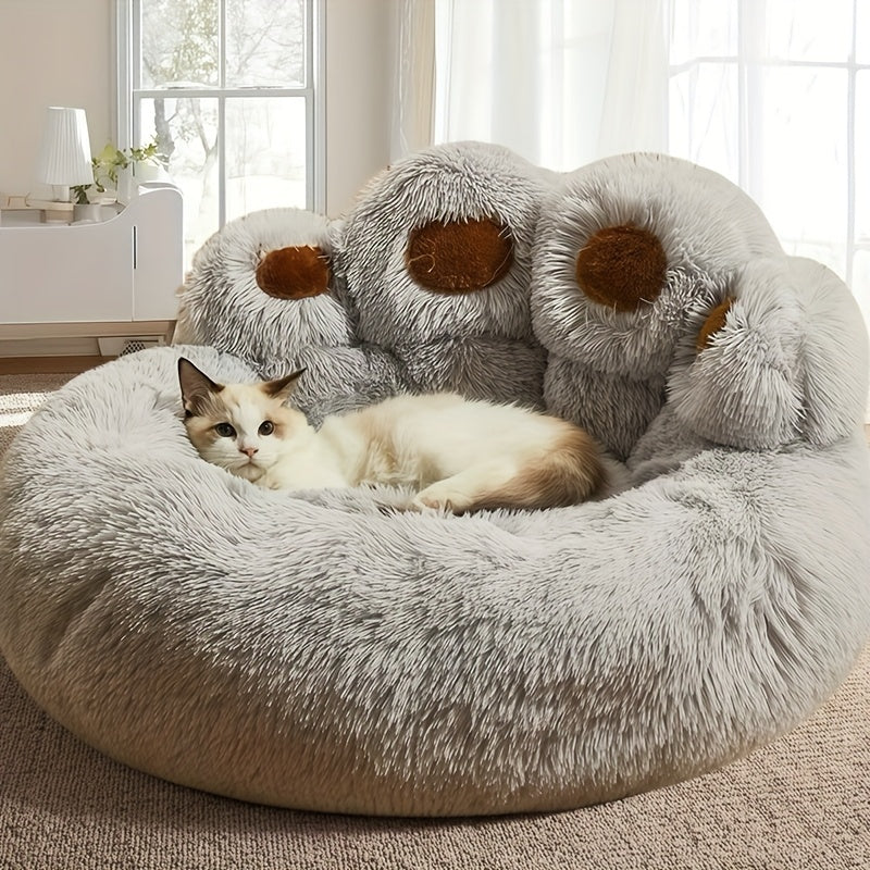 Thickened Plush Bear Paw Pet Bed for Dogs & Cats - Extra Large Paw Suit Bed with Non-Slip Bottom, Soft Warm Cushion Suitable for Small, Medium & Large Dogs - Cozy Bedding Gift for Puppies & Kittens