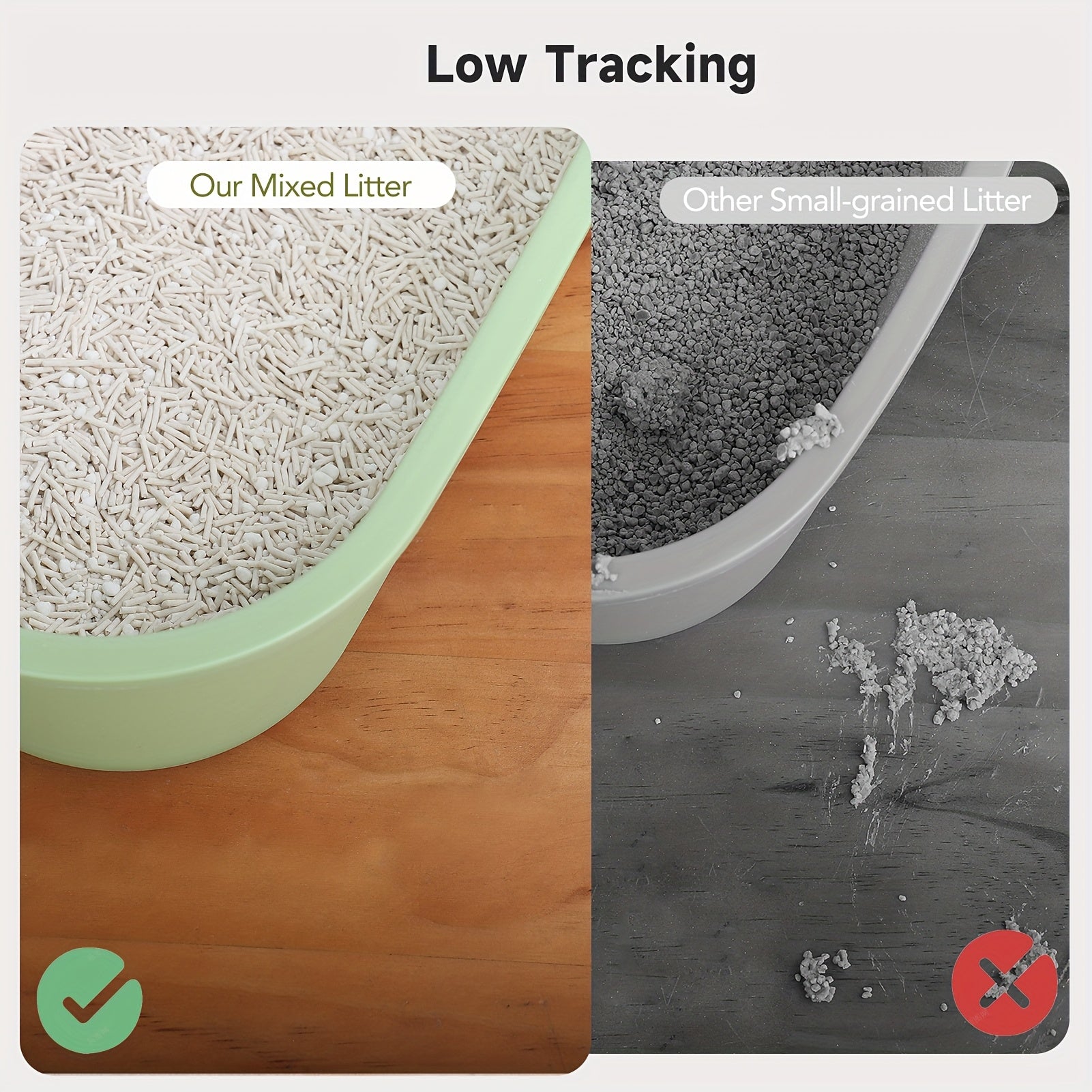 Non-Stick Strong Clumping Cat Litter, Dust-Free Toufu Cat Litter Mix with Cassava Litter, Easy to Scoop, Light Color for Health Tracking, Odor Control