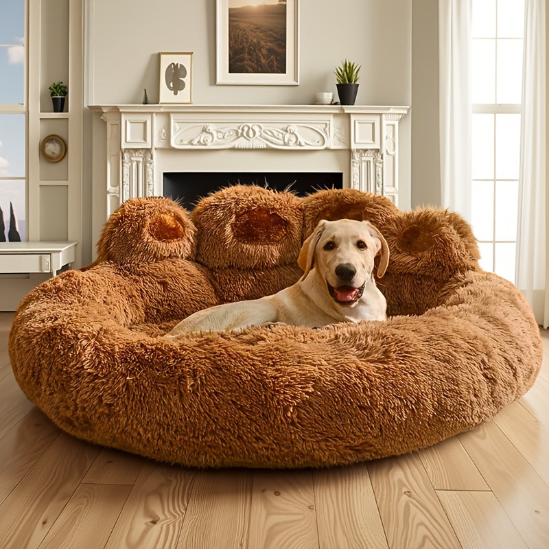 Thickened Plush Bear Paw Pet Bed for Dogs & Cats - Extra Large Paw Suit Bed with Non-Slip Bottom, Soft Warm Cushion Suitable for Small, Medium & Large Dogs - Cozy Bedding Gift for Puppies & Kittens