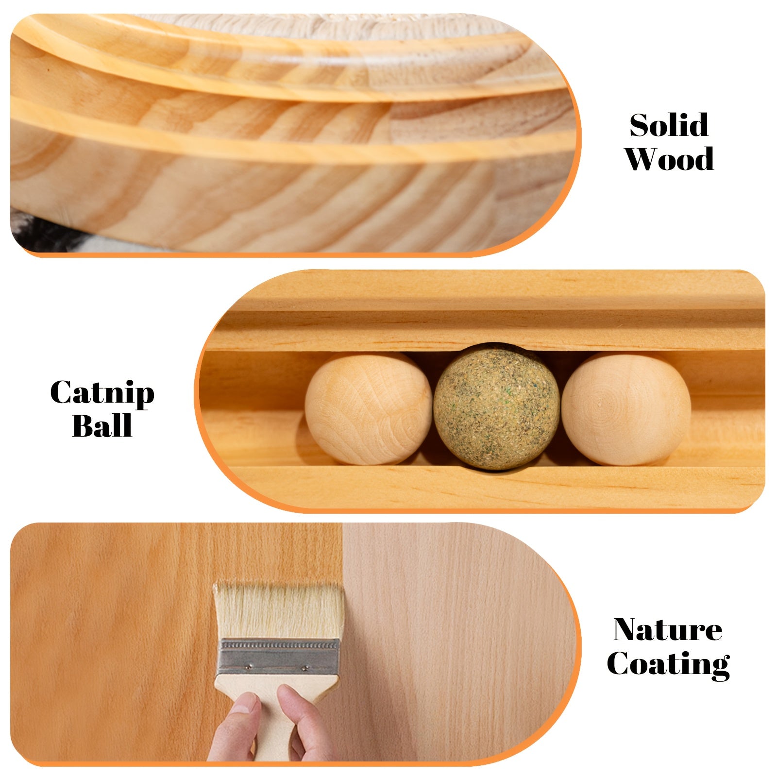 Wooden Interactive Cat Toy Featuring a Track, Designed for Indoor Cats to Scratch And Exercise