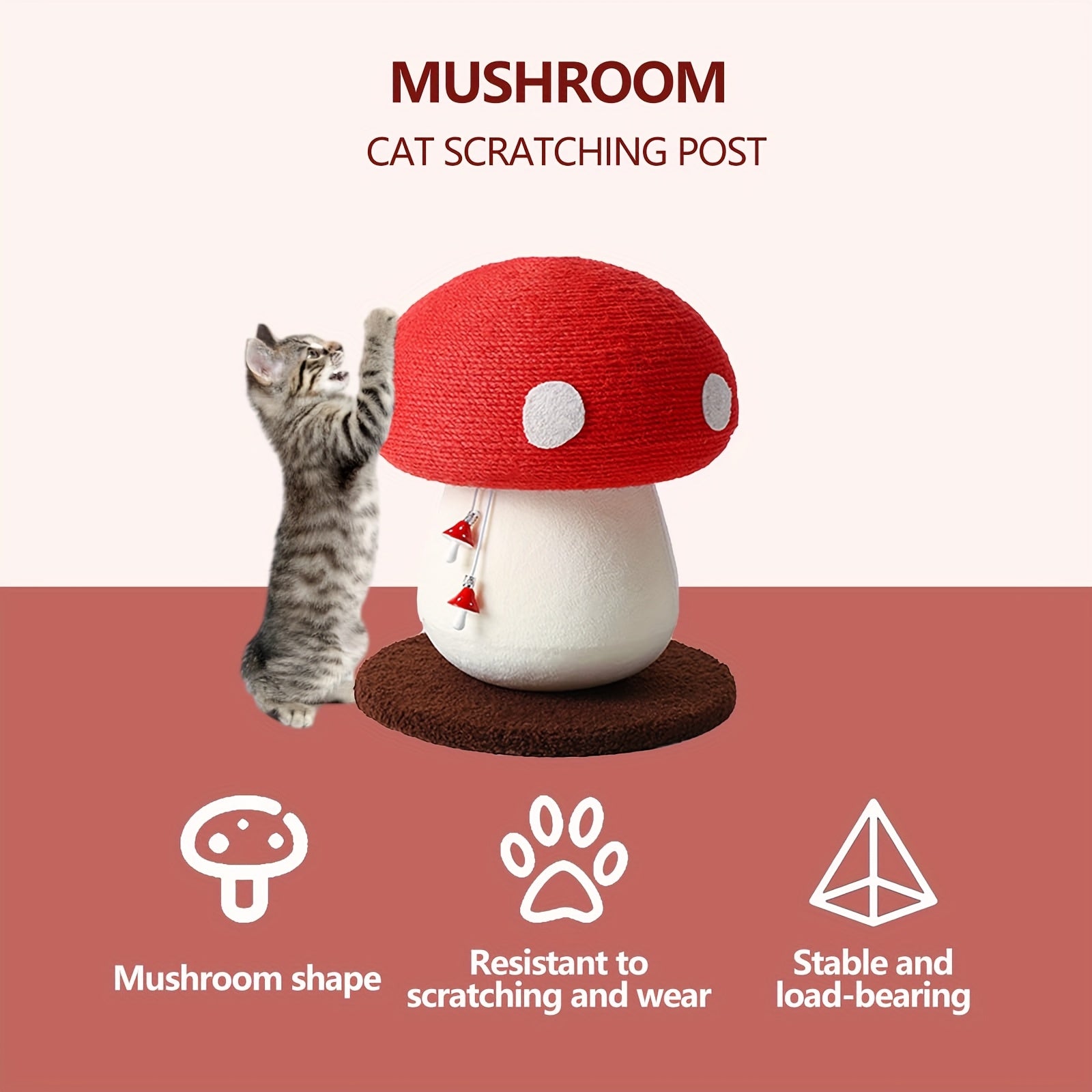 Mushroom Cat Scratching Post & Climbing Tower 3-in-1 | Sisal-Enhanced Scratch Board With Interactive Toys | Durable Kitten\u002FCat Claw Trimmer For Indoor Cats