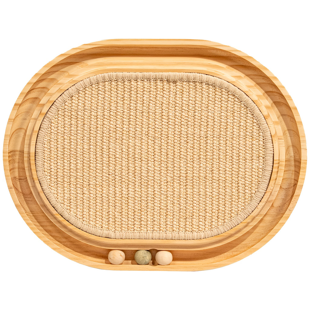 Wooden Interactive Cat Toy Featuring a Track, Designed for Indoor Cats to Scratch And Exercise