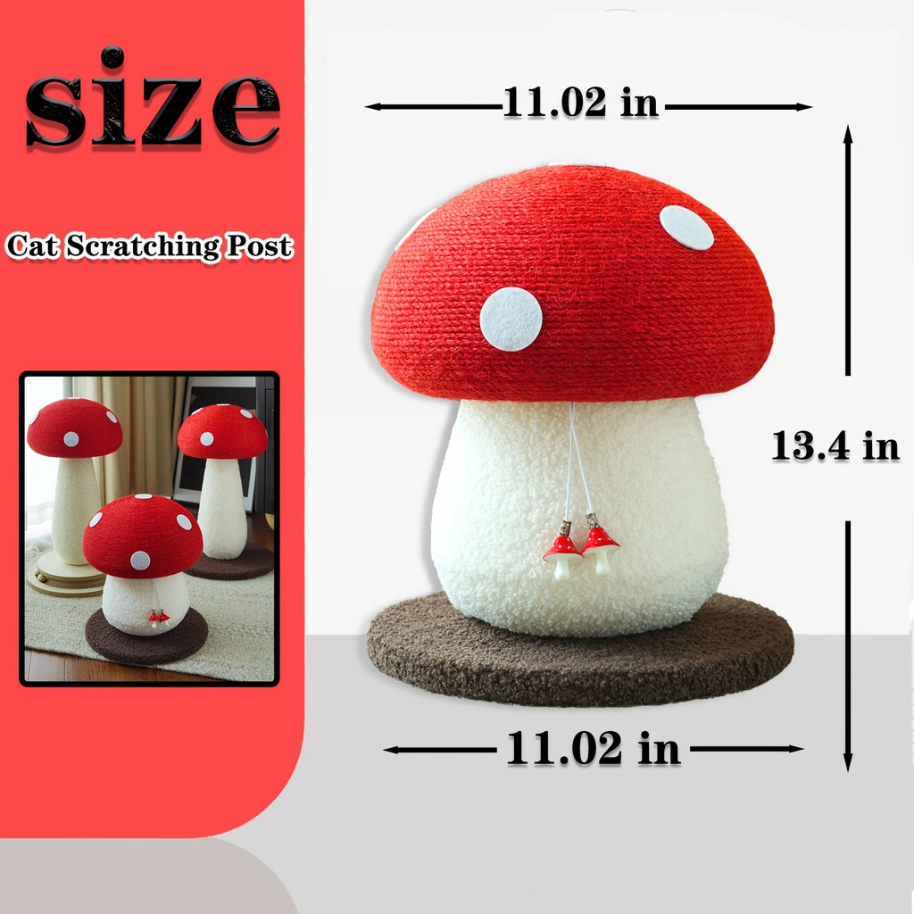 Interactive Mushroom Cat Scratcher Toy - Mushroom Cat Scratcher Post - Sisal Claw Grinding Cat Toy Kitten Toy-Provides Endless Fun And Keeps Your Cat's Claws Healthy
